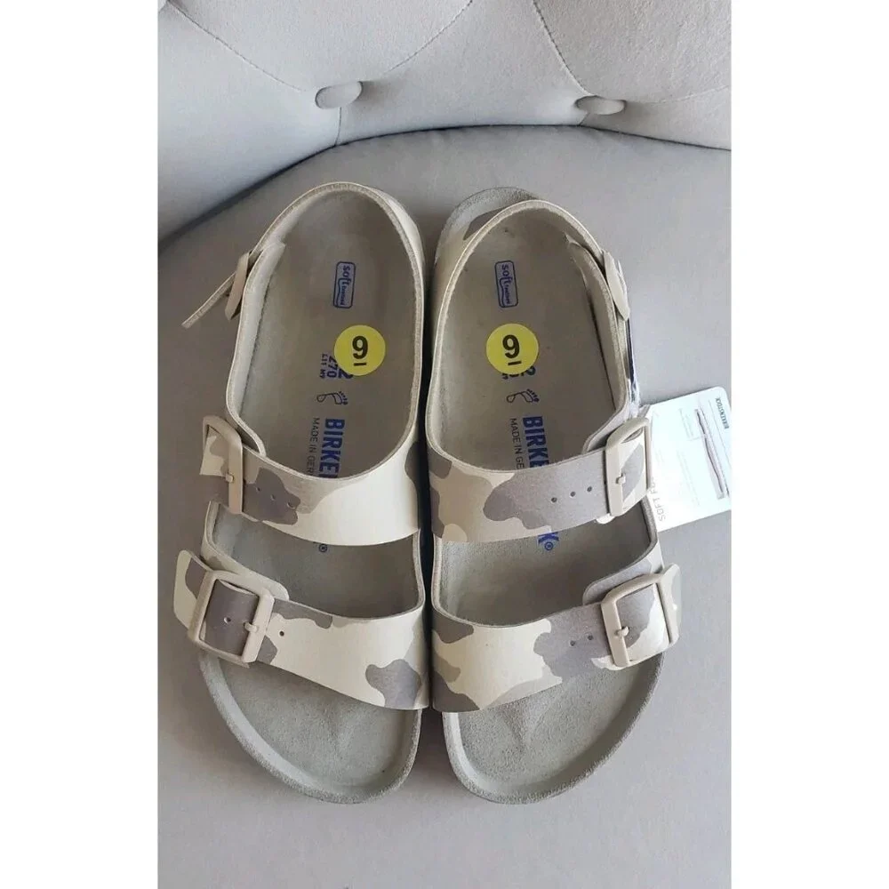 NEW BIRKENSTOCK MILANO SOFT FOOTBED BIRKO-FLOR DESERT SOIL GRAY/TAUPE SZ 9 US - Picture 5 of 11